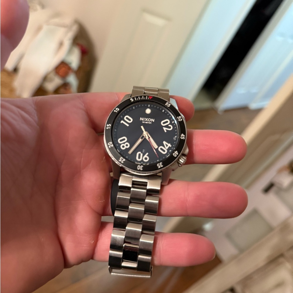 Nixon Black Dial Silver Band Men's Watch